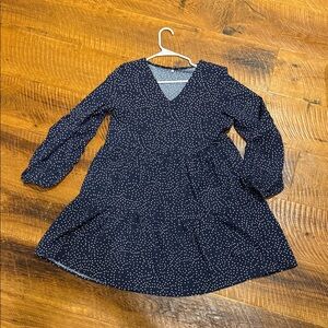 Navy Polka Dot Long Sleeve Women’s Dress